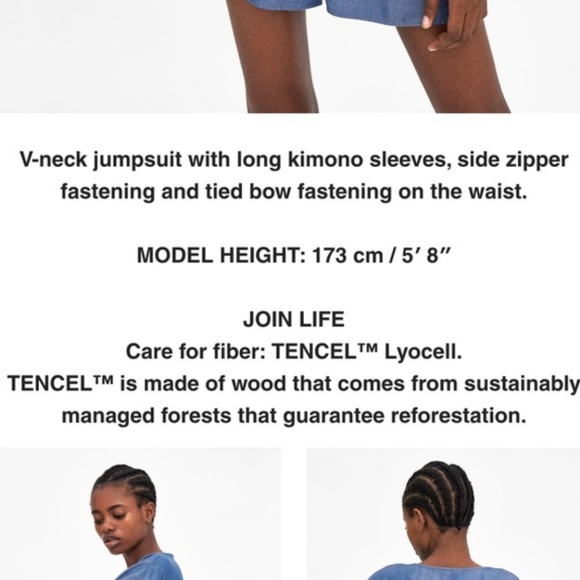 ❤SOLD❤ ZARA // CHAMBRAY BELTED KIMONO ROMPER - Picture 7 of 8